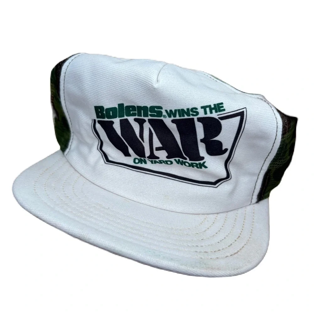 Vintage Bolens Wins the War on Yard Work Camouflage Hat Mesh SnapBack
